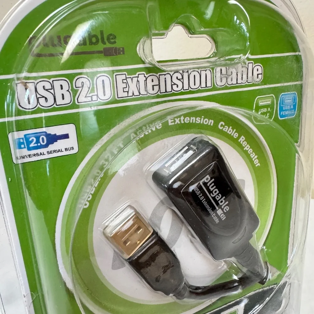 Plugable 10 Meter (32ft) USB 2.0 Active Extension Cable Type A Male to A Female